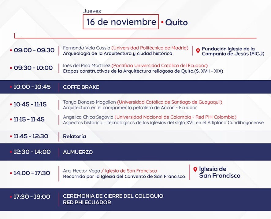 Programa Coloquio en Quito del 16 de noviembre